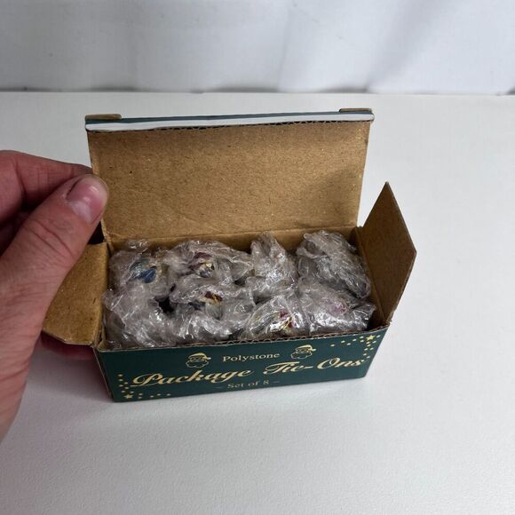 Set of 8 NEW Miniature 1” Christmas Ornaments Package Tie - Ons Black Santa - Picture 12 of 13